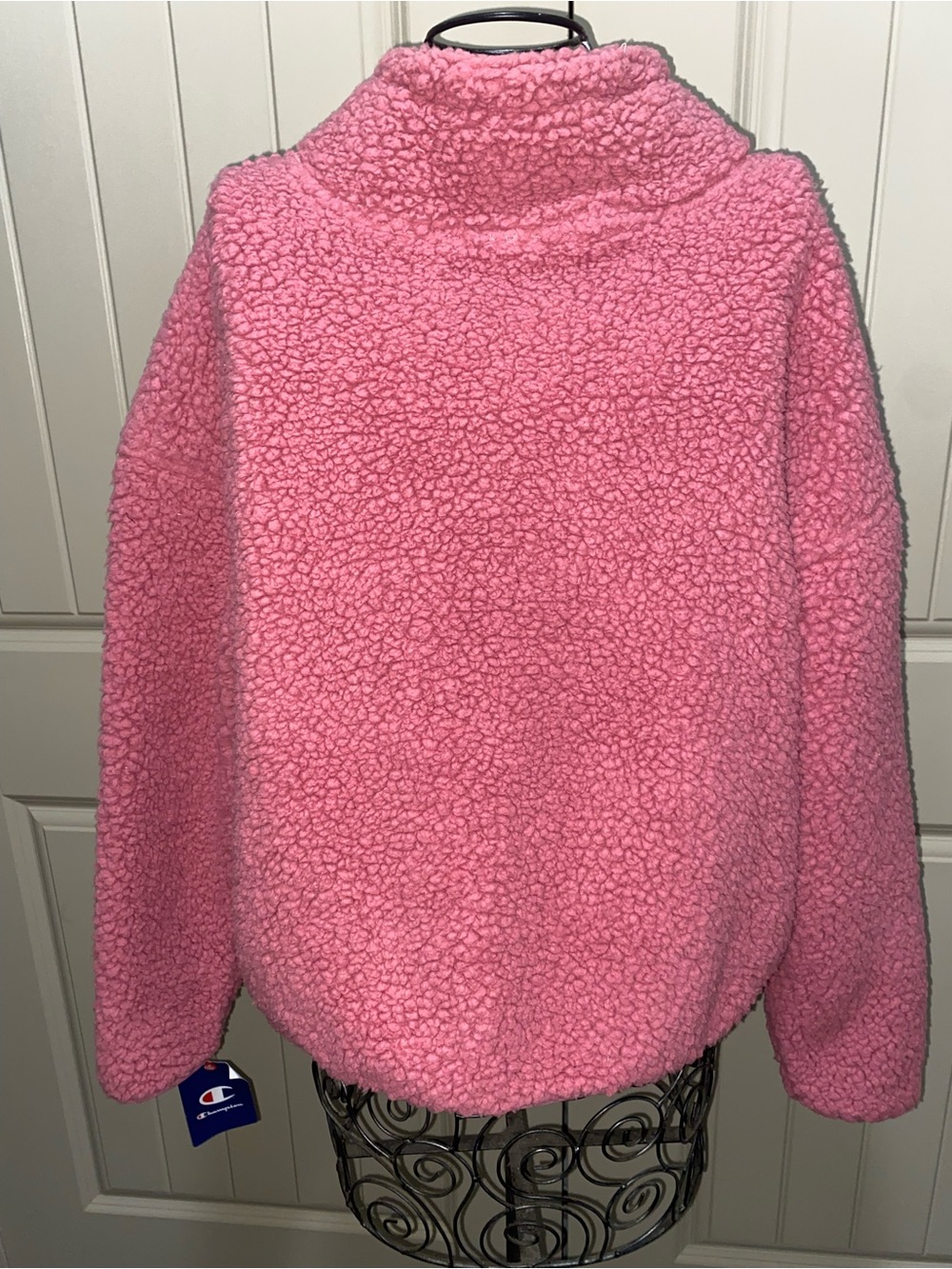 New Champion woman Pink Sherpa Quarter-Zip Pullover Jacket size large - Picture 4 of 5